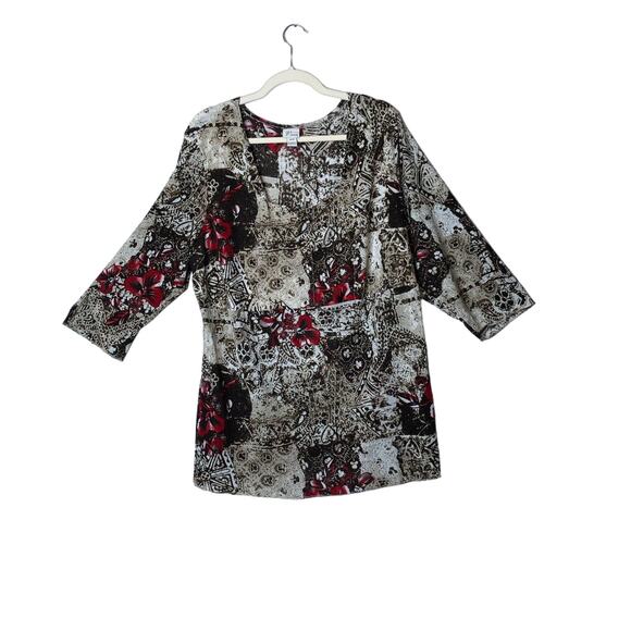 Venezia Floral Square Neck Tunic Plus 22/24 - Picture 1 of 6